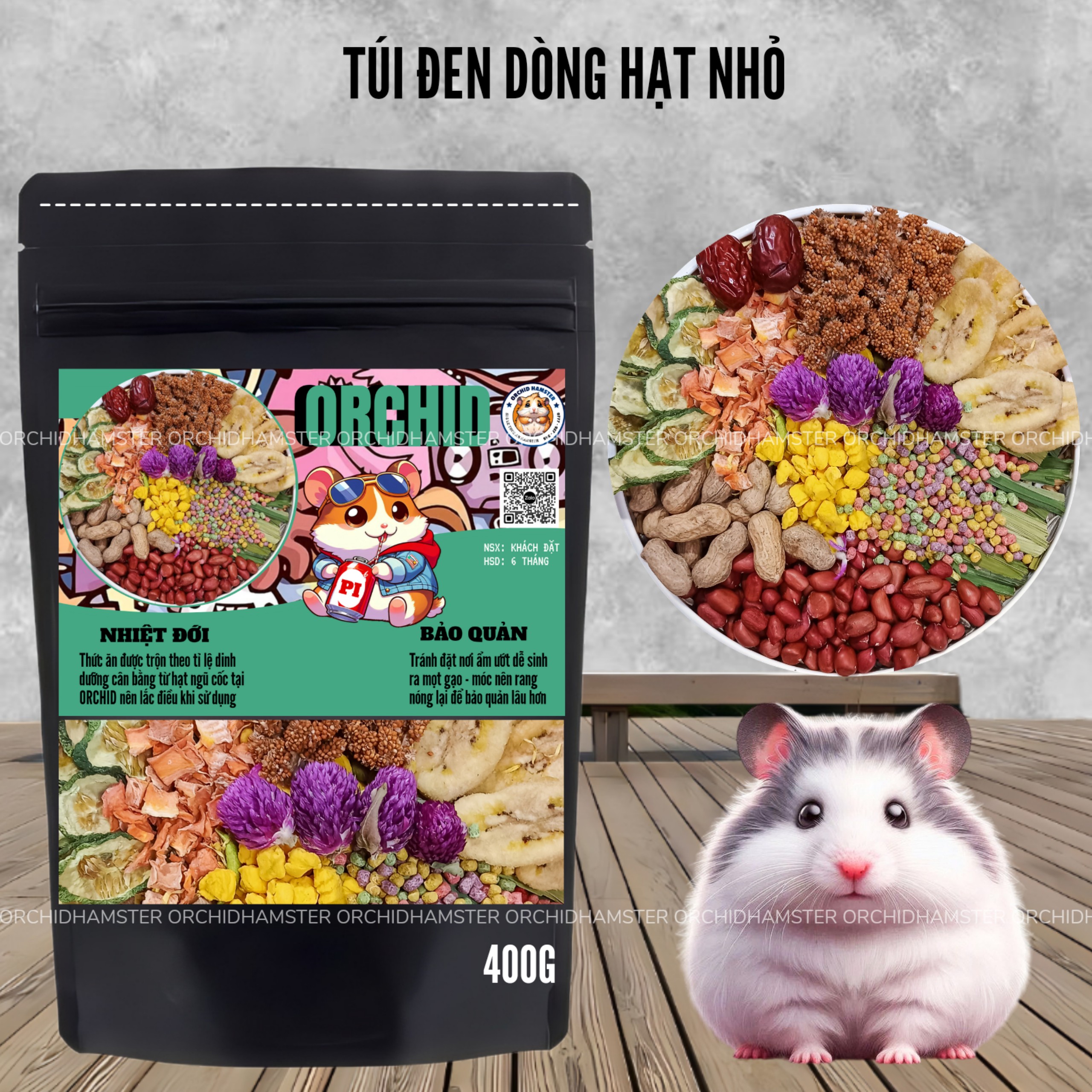 Thức ăn hamster orchid bản hạt nhỏ nhiệt đới phù hợp dòng winter - cambell - dòng nhỏ