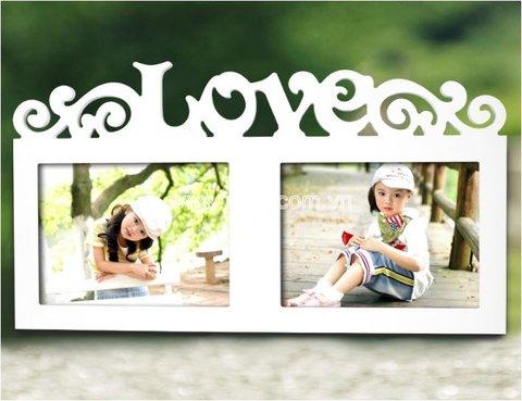 Khung ảnh chữ love 2 ảnh hoa chồi ig 263