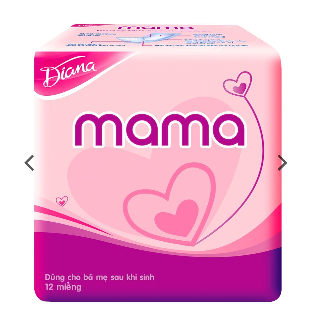 Combo 1 gói băng vệ sinh MaMa Diana 12 miếng và 2 gói quần lót giấy Happy days 10 cái quần