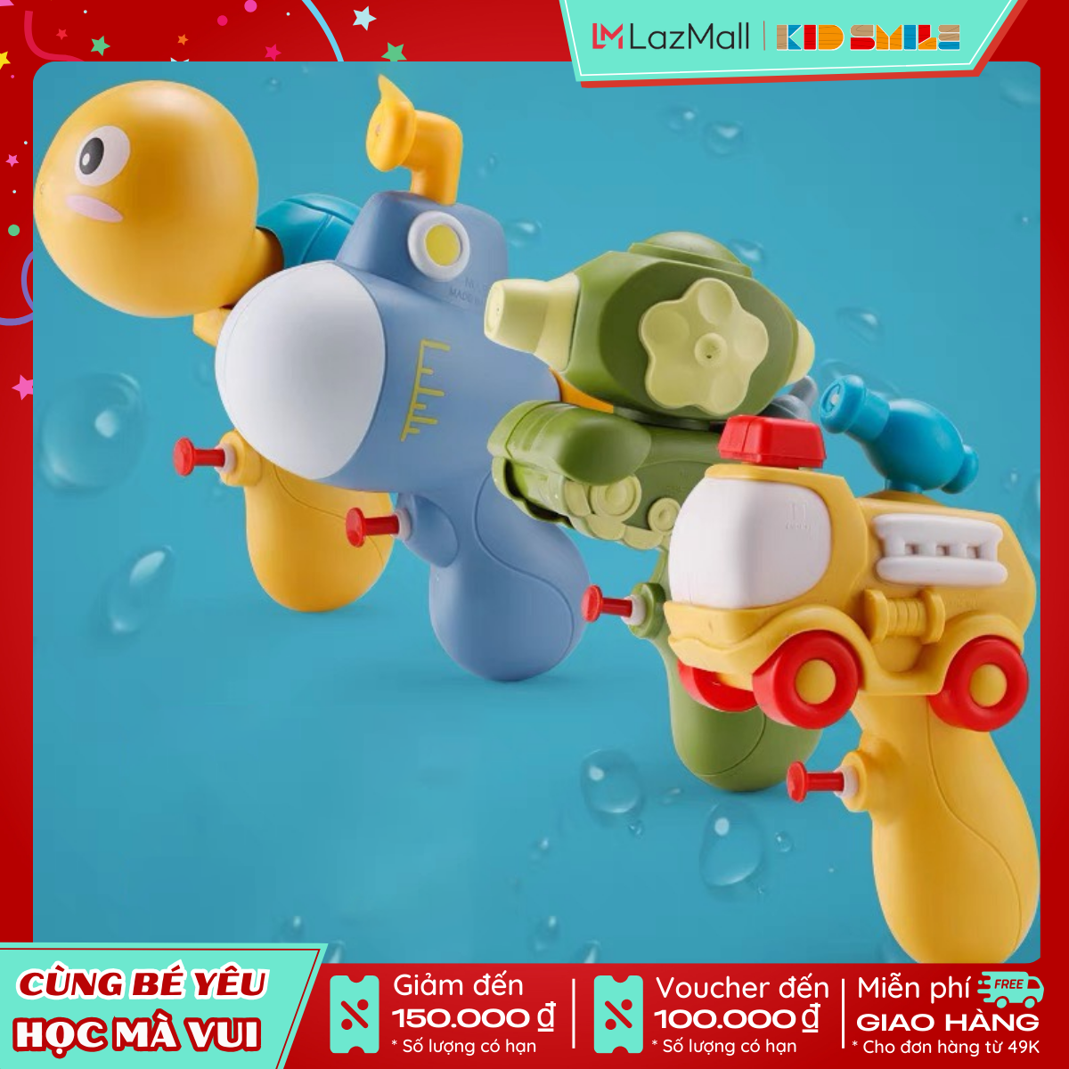 Đồ chơi mùa hè trẻ em súng nước hình hoạt hình ngộ nghĩnh, đáng yêu nhựa ABS cao cấp cho bé từ 1 tuổi trở lên vui chơi thư giãn