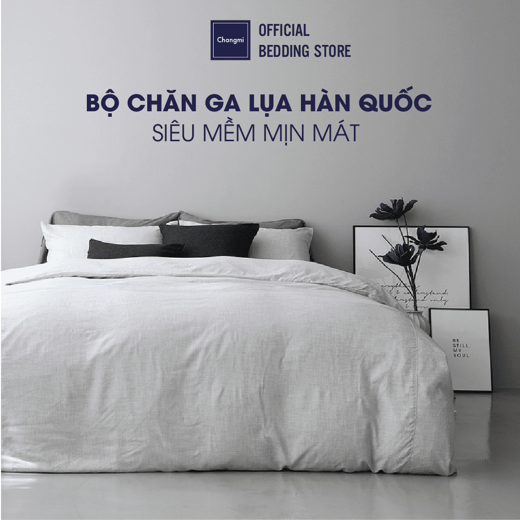 Bộ chăn ga lụa Modal cao cấp Changmi làm từ gỗ sồi Hàn Quốc siêu mềm mịn mát màu trơn sang trọng