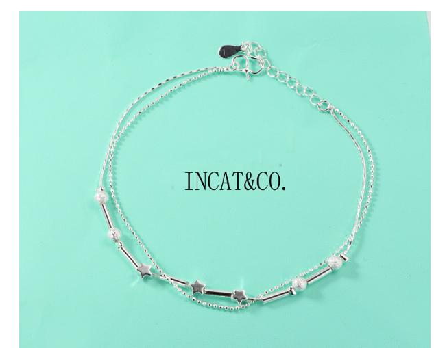 lắc chân nữ bạc 925 ngôi sao 2 lớp sang trọng-lc12