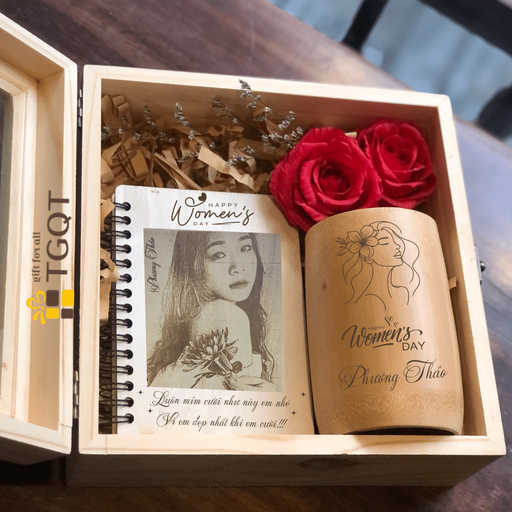 Set quà sinh nhật ý nghĩa cho cả nam & nữ - Combo quà tặng sổ gỗ & cốc tre - khắc hình & chữ theo yêu cầu của bạn- quà tốt nghiệp, tri ân thầy cô