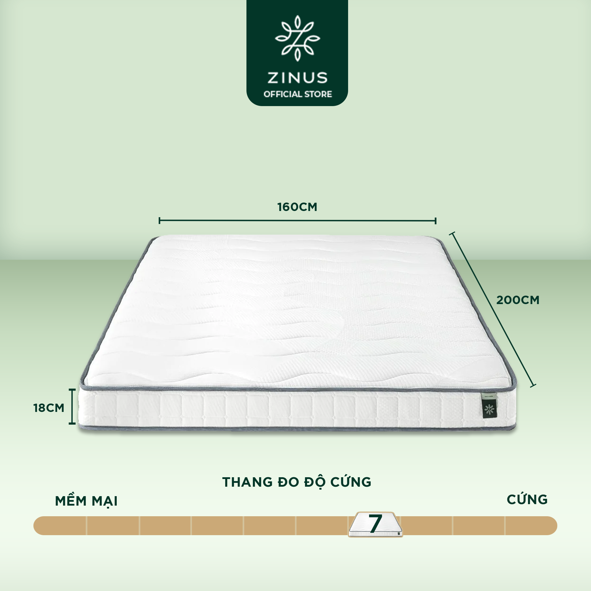 Nệm Lò Xo Cao Su Dày 18cm Zinus - 7in Bonnell Spring Mattress