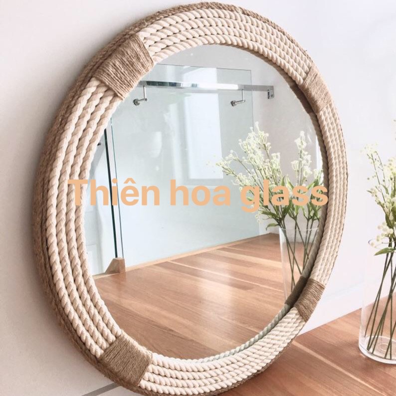 Gương tròn treo tường Gương tròn khung dây thừng Gương tròn treo tường