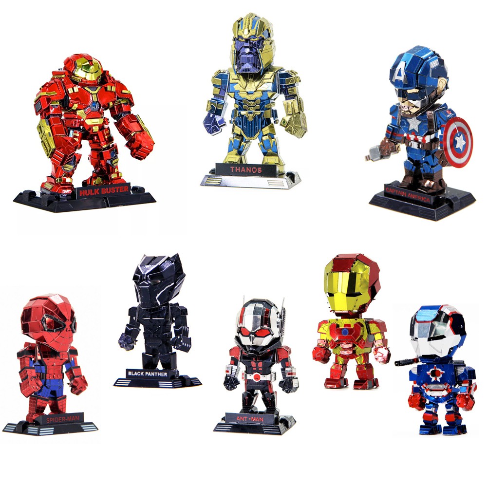 [HCM]Mô Hình Kim Loại 3D Lắp Ráp Marvel Siêu Anh Hùng Hulk, Iron Man, Black Panther, Ant Man, Spider Man