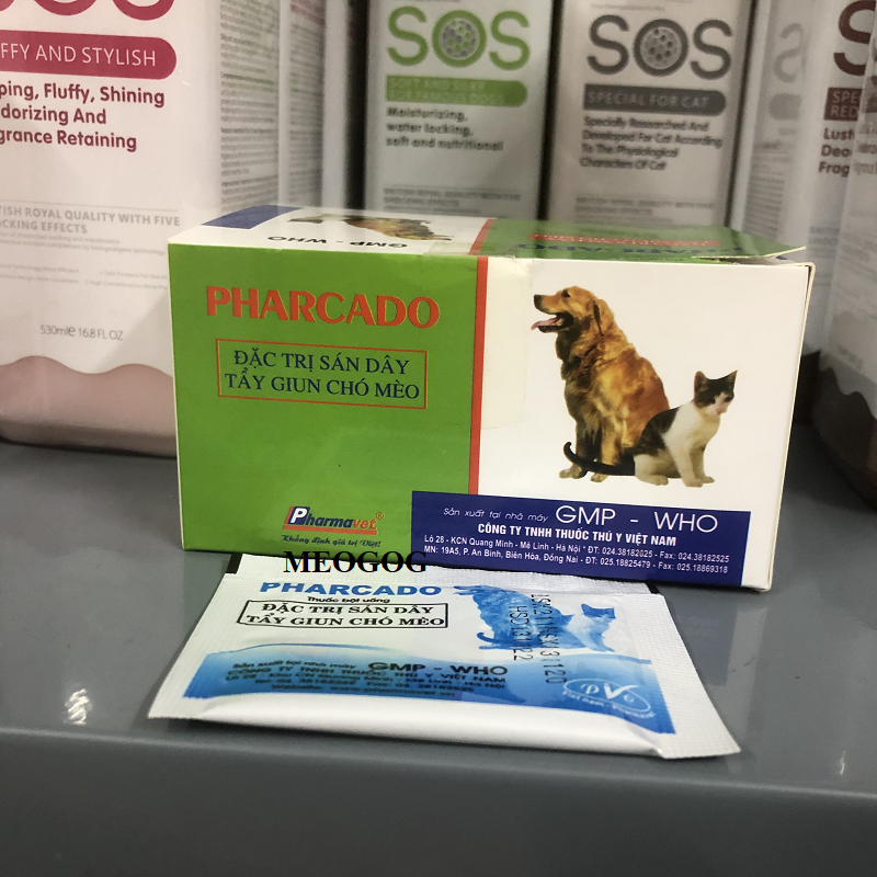 1 gói PHARCADO 2g Chuyên dùng cho chó mèo mắc giun và sán dây MEOGOG