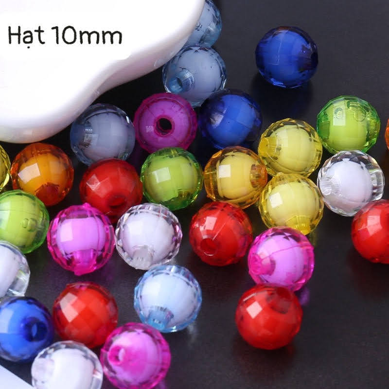 Hạt nhựa acrylic loại 10mm,hạt lựu 10 ly, làm nhuỵ hoặc nụ hoa đá pha lê