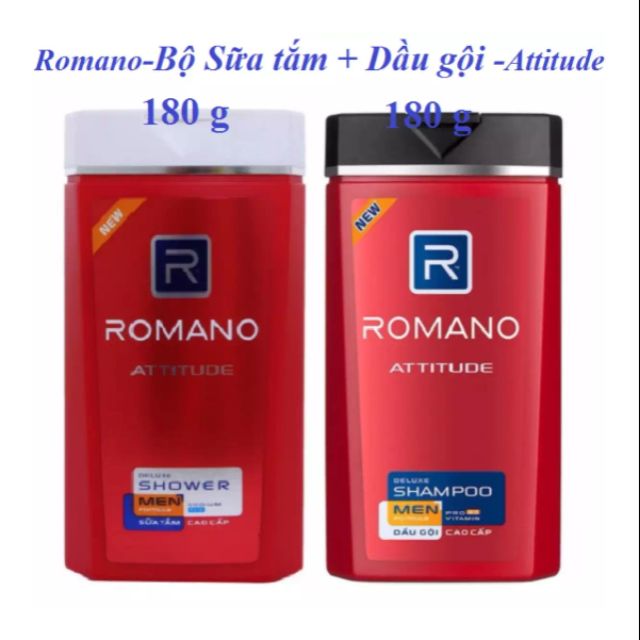 Romano - bộ sản phẩm dầu gội 180 g + sữa tắm 180 g - attitude