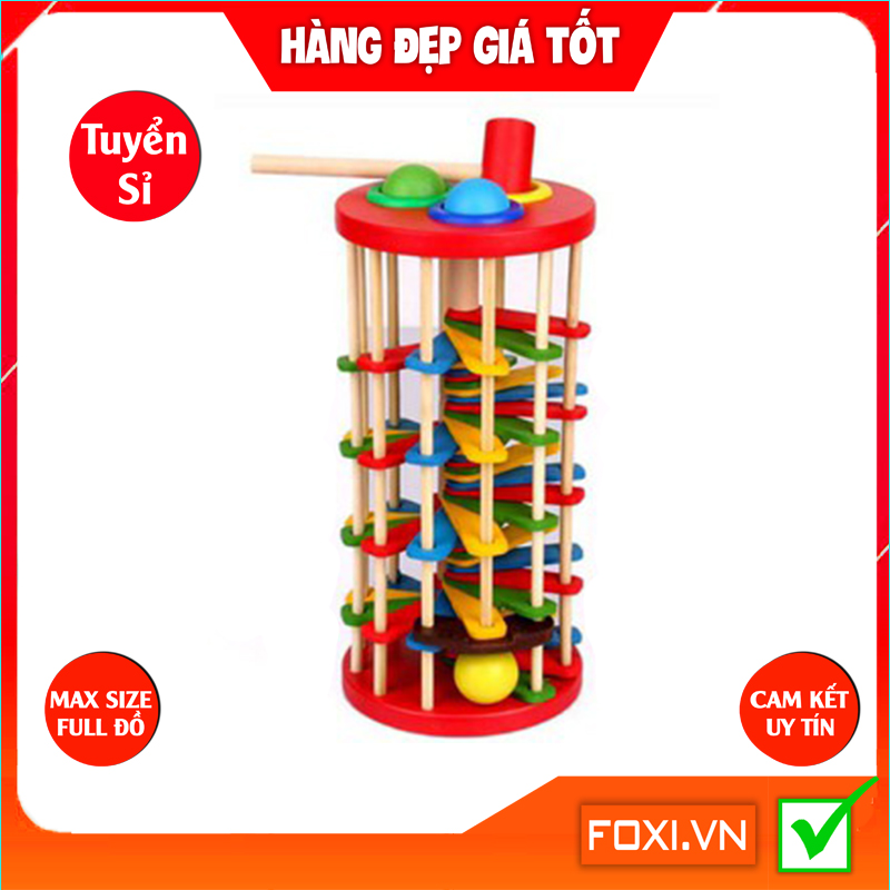 Bộ đồ chơi đập bóng lốc xoáy Foxi-thang lăn bóng nhiều màu cao cấp-giúp phát triển tư duy trí tuệ cao cho bé