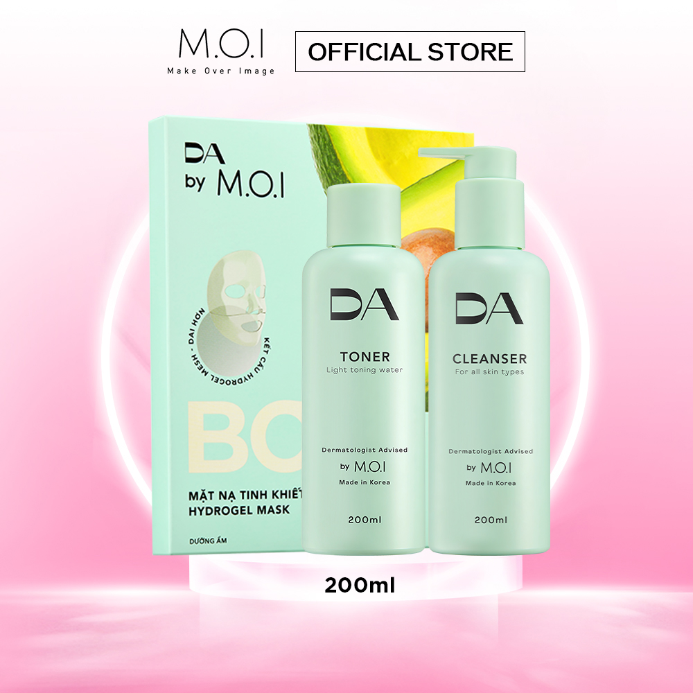 Trọn bộ 3 bước sữa rửa mặt, nước cân bằng và mặt nạ bơ da by m.o.i 400ml & 1 pack