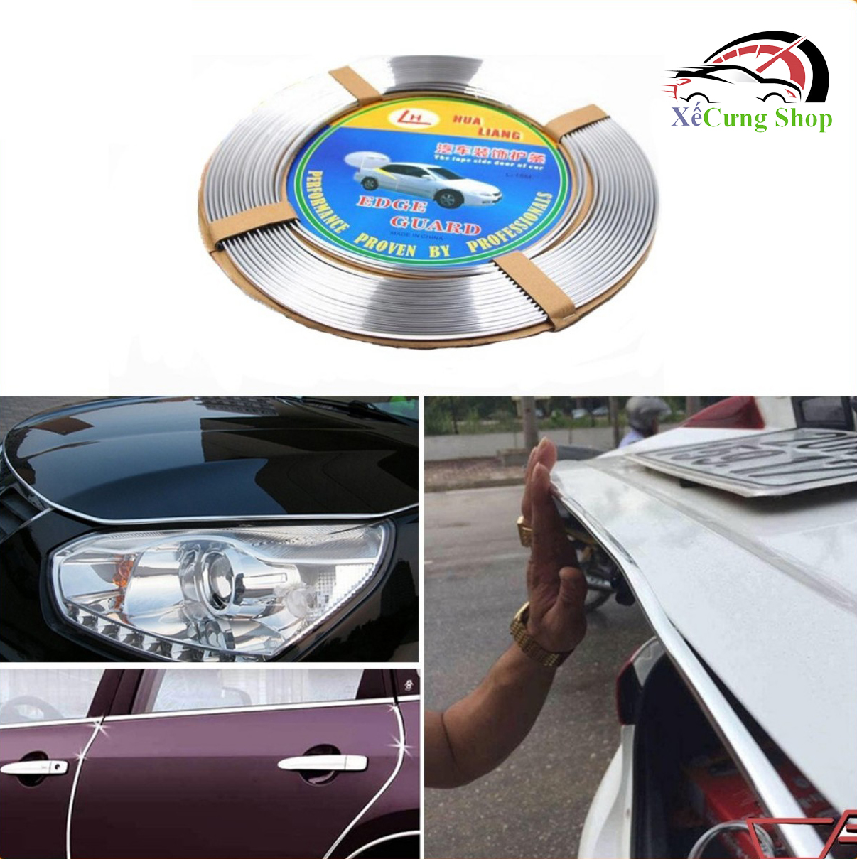 13M Nẹp viền chữ u mạ crom bảo vệ xe ô tô, nẹp viền cửa mạ crom trang trí
