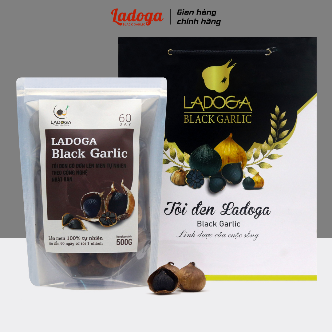 Tỏi đen cô đơn loại 1 LADOGA túi 500g lên men tự nhiên 60 ngày công nghệ Nhật Bản, tốt cho sức khỏe.