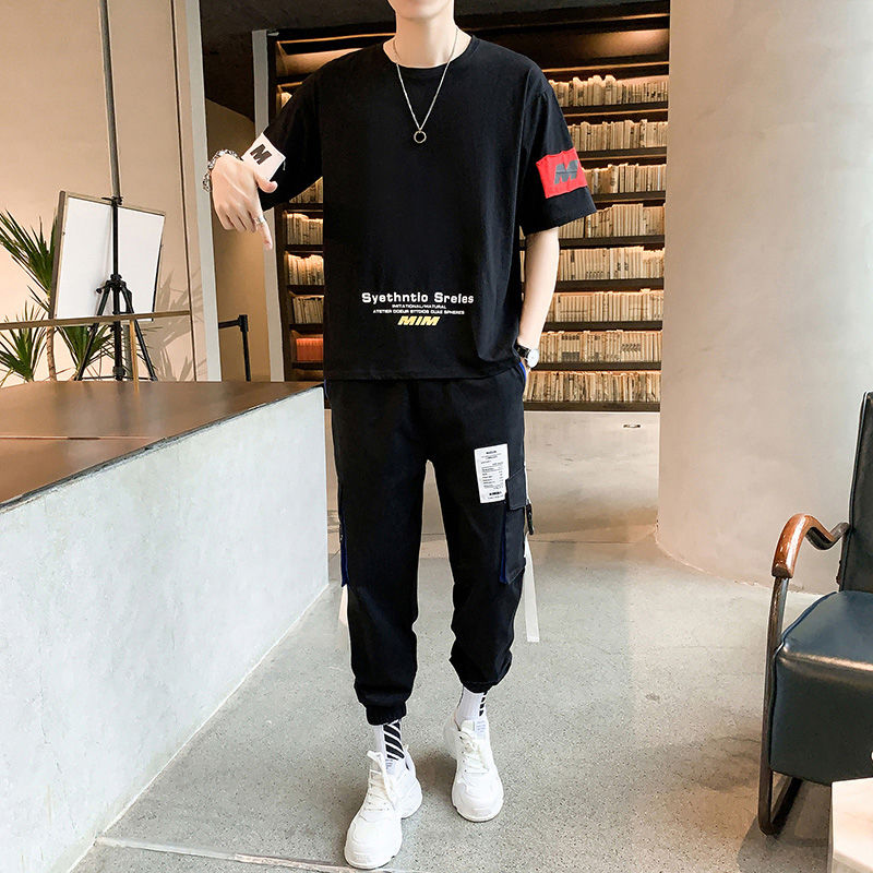 [Freeship MAX] Bộ Quần Áo Thun Nam Ngắn Tay Quần Dài Túi Hộp Phối Dây M.M Dáng Trẻ Trung Cá Tính Năng Động Rich Man QA NAM RM102
