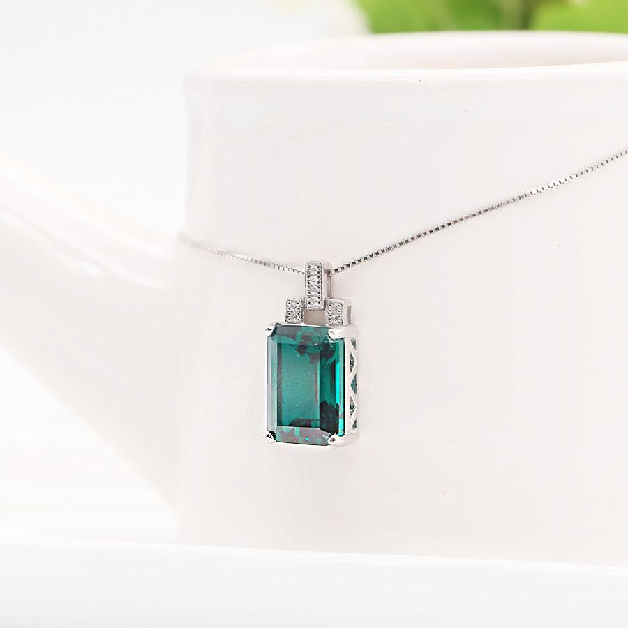 Dây Chuyền Bạc Nữ S925 Dây Chuyền Ngọc Lục Bảo, Vòng Cổ Bạc Nữ Ý - M-1456 - Bảo Ngọc Jewelry