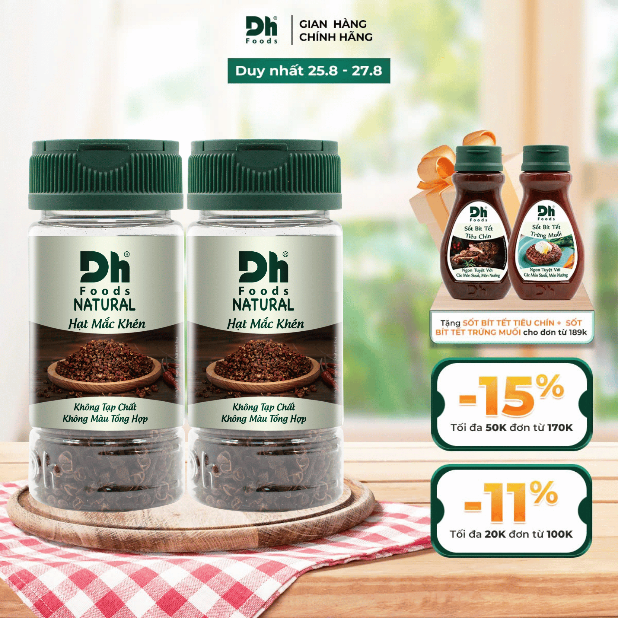 Combo 2 hũ natural hạt mắc khén 15gr dh foods