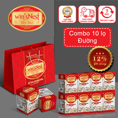Combo 10 Lọ (12%) Yến Sào win'sNest Đường Phèn (70 ml/ Lọ)