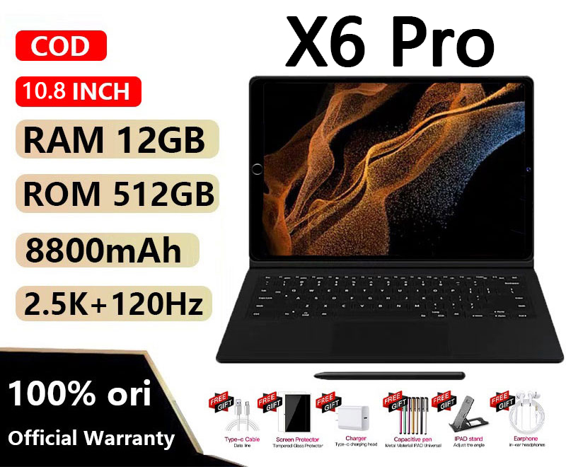 Máy tính bảng X6 Pro Máy tính bảng màn hình 10.8 inch 4k 12GB+512GB 24MP+48MP Camera 8800mAh Tốt để chơi tại nhà Trò chơi Android Trò chơi mô phỏng trò chơi Poker trực tuyến miễn phí cho Android