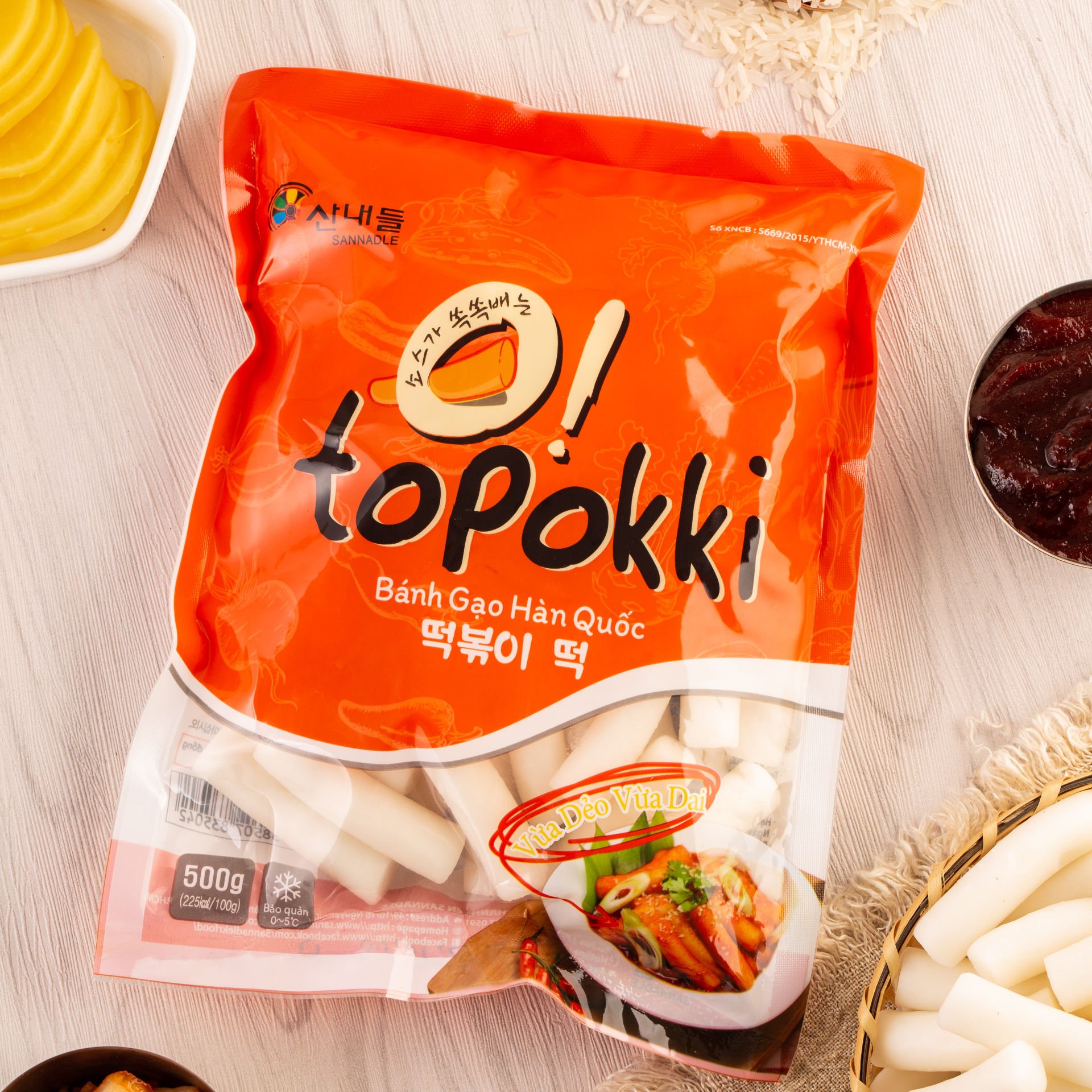 Bánh gạo tokbokki cắt khúc 500g