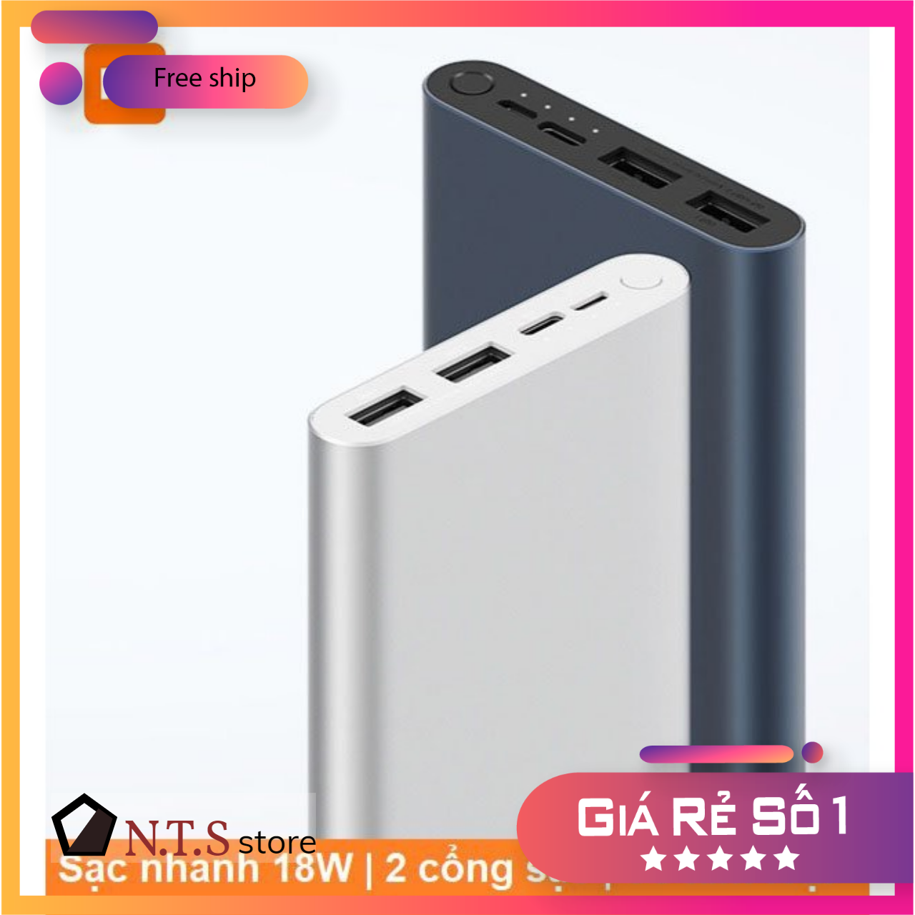 Sạc Dự Phòng - Sạc Dự Phòng Xiaomi Gen 3 10000mAh - Hỗ Trợ Sạc Nhanh 2 Chiều QC 3.0 18W - Tặng Kèm Cáp