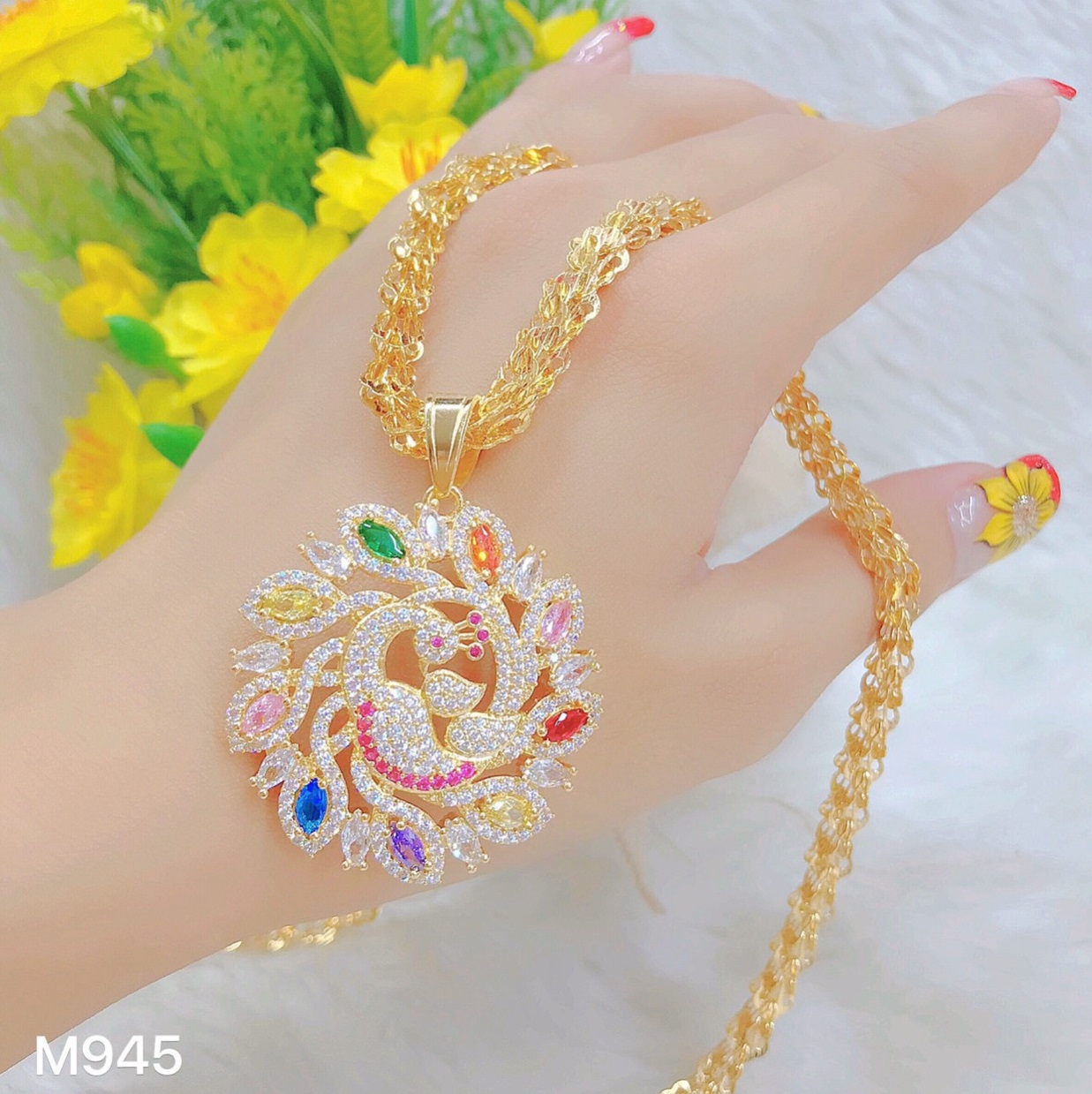 Dây chuyền nữ mạ vàng chim công 131.171020 bao hoàn tiền - bao đổi trả trong 07 ngày