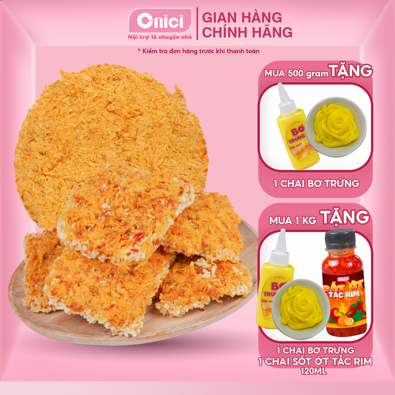 500gr Cơm cháy nồi gang kèm sốt, cơm cháy siêu chà bông Bếp Của Mẹ ONICI cơm cháy đáy nồi