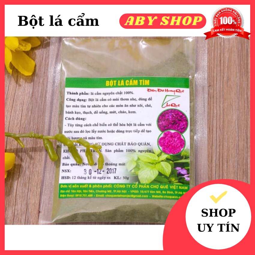 Bột lá cẩm tím 50gr ⚡ LOẠI TỐT ⚡ Bột lá cẩm sử dụng phổ biến để tạo màu cho xôi, bánh làm bằng bột nếp, bột mì