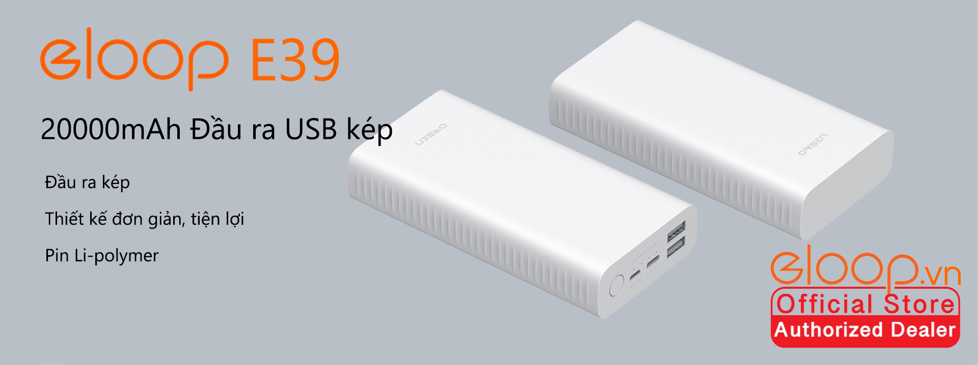 Pin Sạc Dự Phòng ELOOP E39 20.000mAh - Hãng Phân Phối Chính Thức