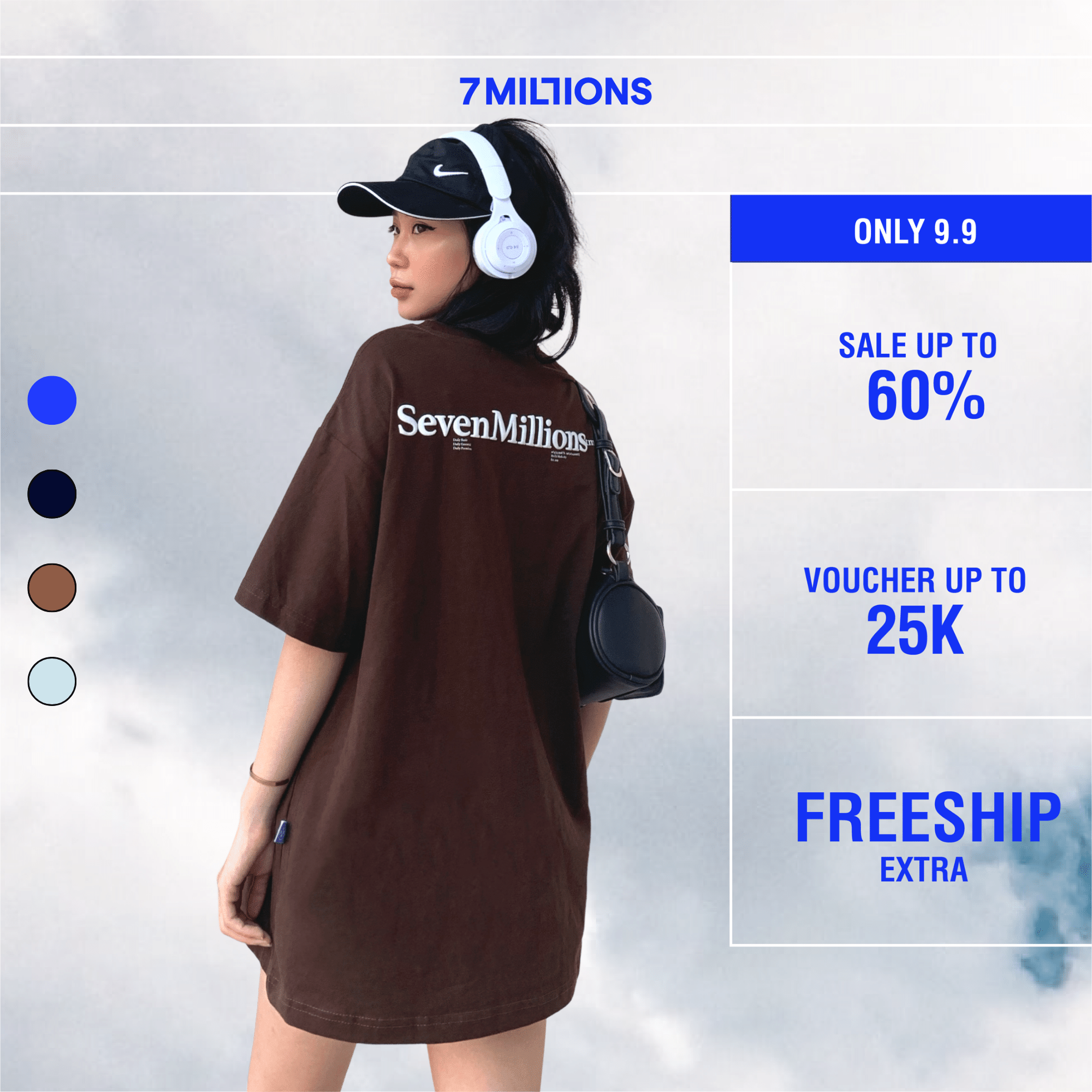 Áo thun basic 7MILLIONS Mini Logo chất vải cotton 2 chiều và có 4 màu, form unisex oversize