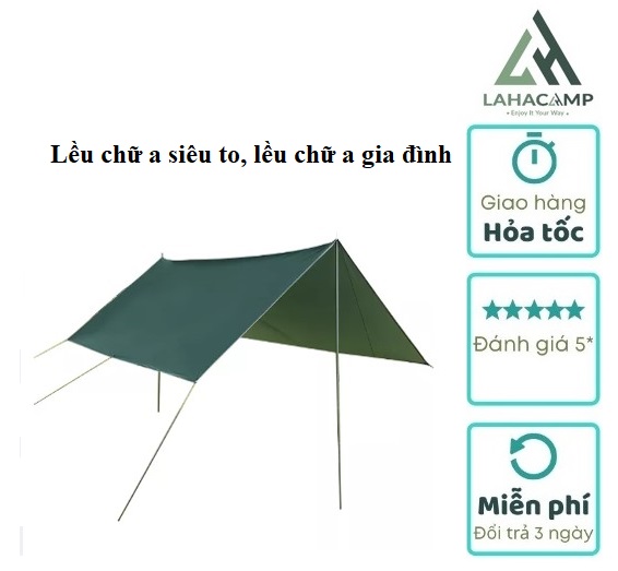 Bạt tăng chữ A siêu to, lều chữ a gia đình, lều chữ a cao cấp đủ khung, đinh, dây, chống mưa nắng