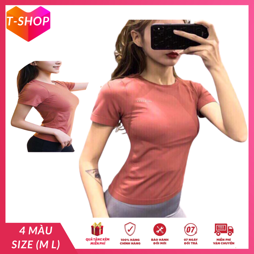 [HCM]áo thun tập gym yoga Ami Media hàng Quảng Châu áo tập yoga có tay vải mềm mịn co giãn tốt-CR064