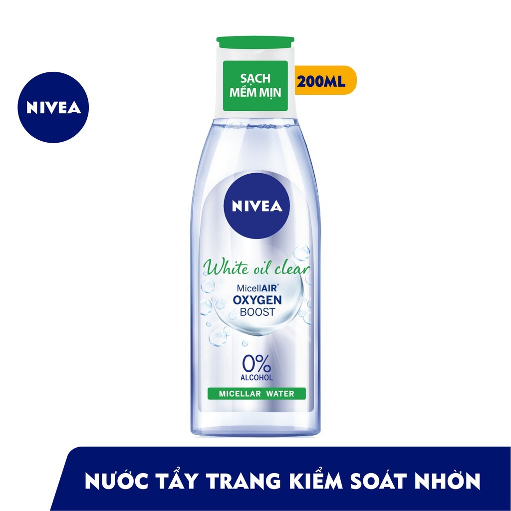 Nước tẩy trang kiểm soát nhờn nivea white oil clear 200ml - 8850029015194