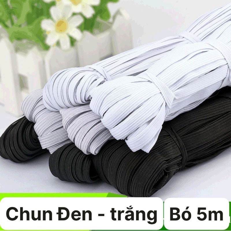Bó 5m / 10m chun màu đen - trắng