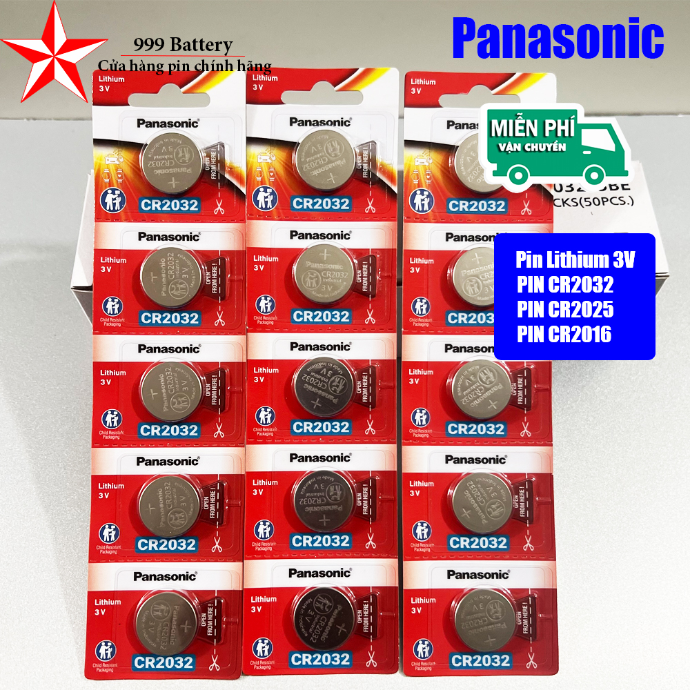 Vỉ 5 Viên Pin Panasonic CR2032 , CR2025 , CR2016 Lithium 3V chính hãng, pin Cmos, pin remote smart honda