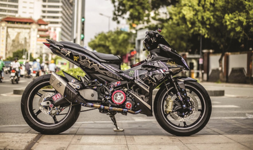 Tem trùm exciter 150 đen xanh,team decal ex 150 black panther
