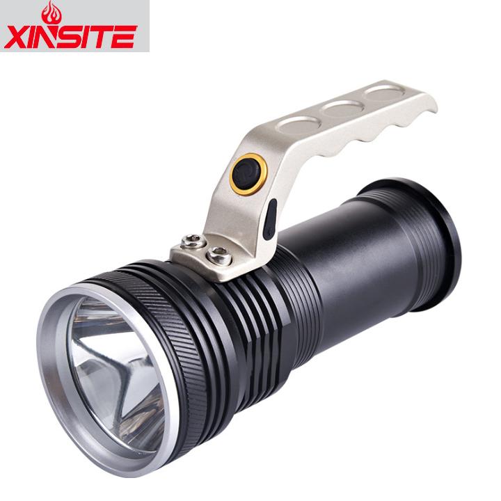 Đèn pin led cầm tay siêu sáng bằng hợp kim nhôm kèm 2 pin sạc dung lượng cao 5800mah