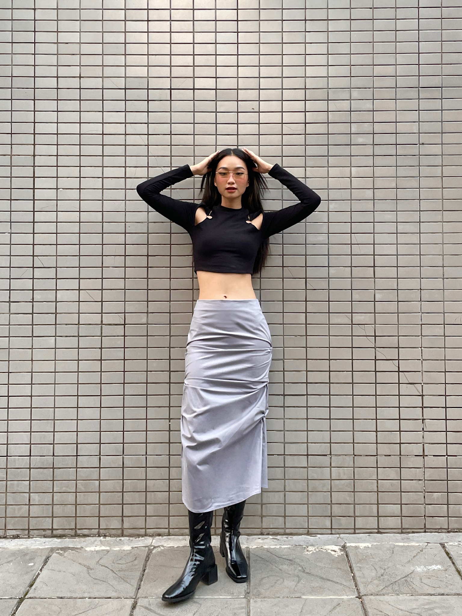 Áo croptop tay dài | nadia top - clélie