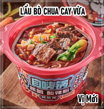 Lẩu mini tự sôi - lẩu trùng khánh - vị bò chua cay vừa - có sẵn tại hcm