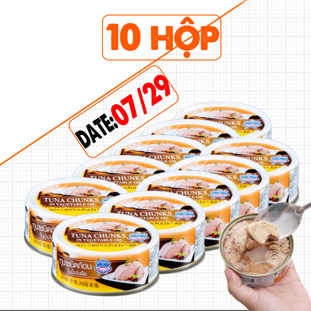Cá Hộp, Cá Ngừ Ngâm Dầu Seacrown Thái Chính Hãng, Date 07/2029, Đóng Lon 140g, Vị Bùi, Thơm