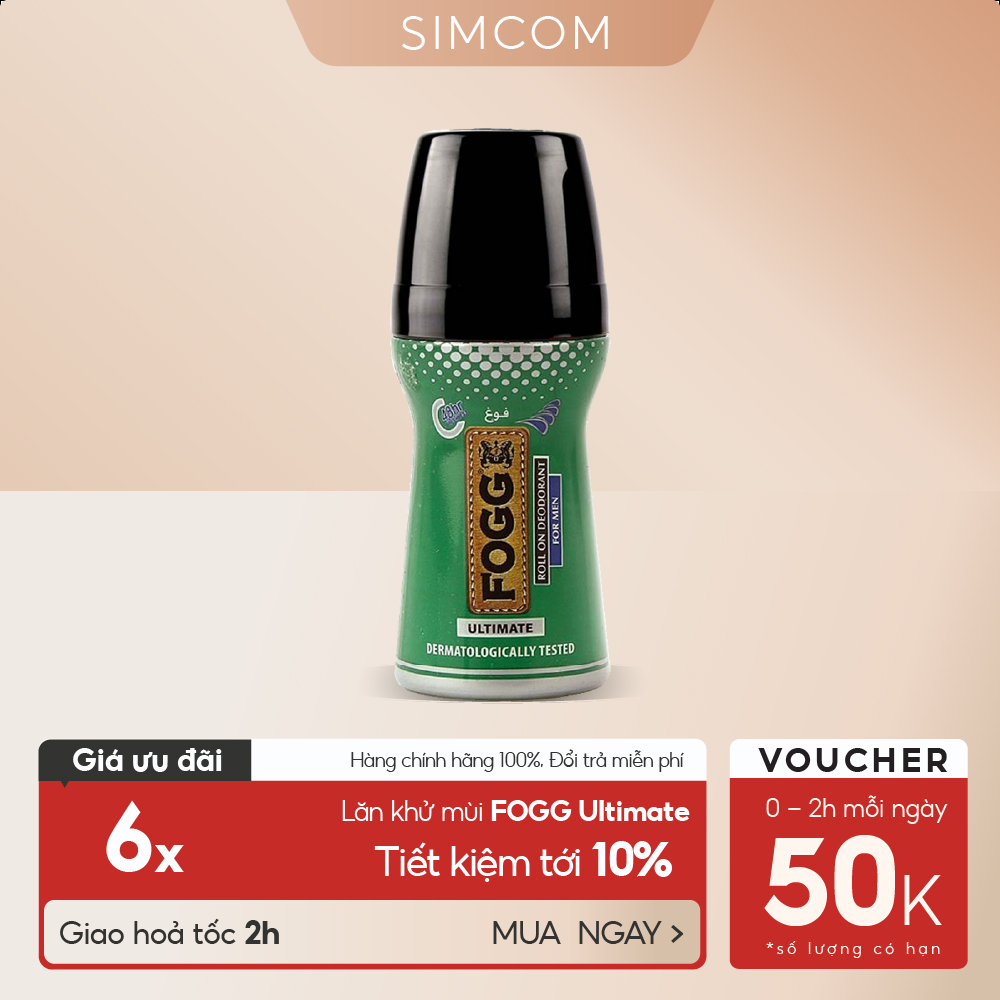 Lăn khử mùi hương nước hoa FOGG Ultimate 50ml, chính hãng dubai, dành cho nam hay vận động thể thao, dùng để lăn nách, giảm thiểu mùi cơ thể, lưu hương lâu 4-5h, khử mùi 48h, không kích ứng da, không thâm nách, không ố áo, Simcom