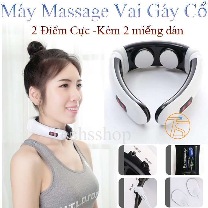 Máy massage cổ vai gáy lưng cầm tay - Máy mát xa chữ C - Máy matxa cổ - Máy massage cầm tay - Dụng cụ chăm sóc sức khỏe - Máy massage xung điện 2 miếng dán