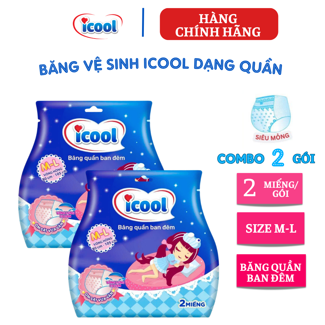 {Hàng chính hãng} Băng vệ sinh ICOOL dạng quần 2 miếng size M/L.