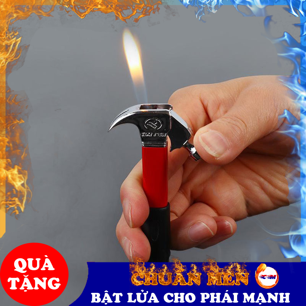 Bật lửa khò Chuẩn Men 1 tia lửa nhỏ sử dụng gas hình cây búa chất liệu kim loại độc lạ - GD0937