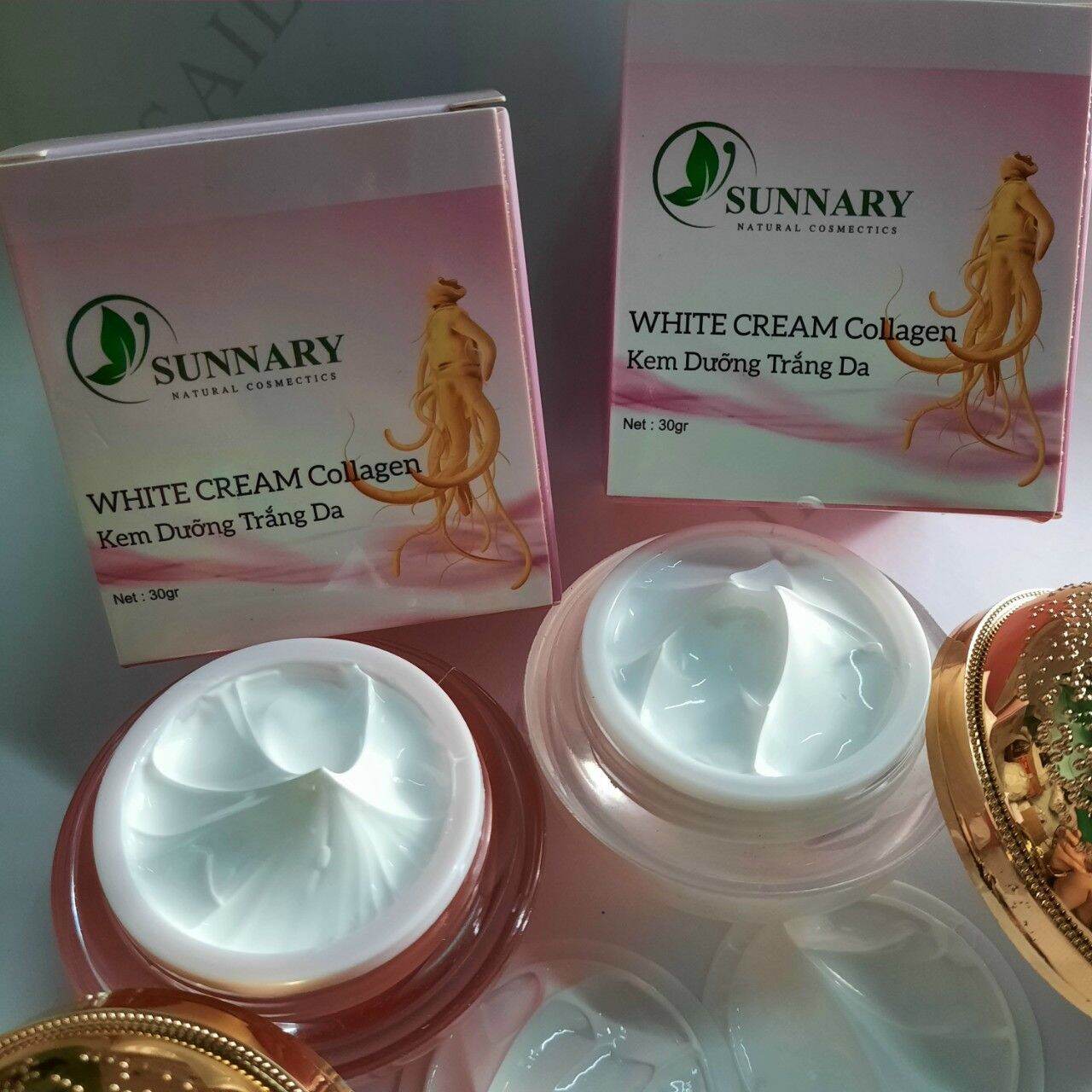 Kem dưỡng trắng da collagen hồng sâm và kem trắng ngọc trai 20gr đánh bay mụn thâm nám dưỡng ẩm dưỡng sáng và mịn da bổ sung collagen cấp ẩm bổ sung vitamin  ngăn ngừa lão hoá nuôi dưỡng da đều màu ch