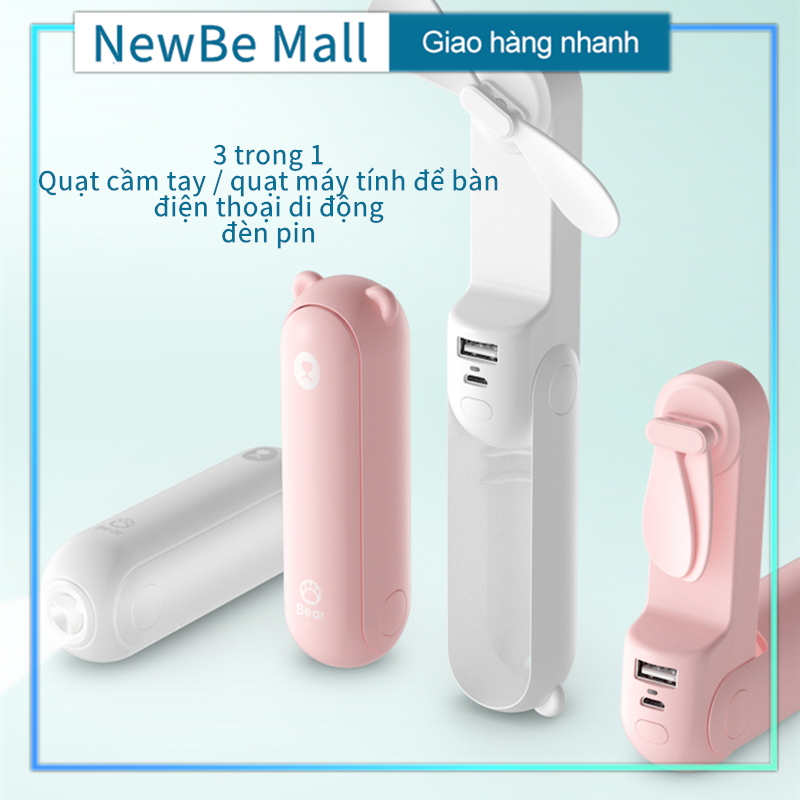 Quạt Cầm Mini - quạt mini cầm tay đa năng hình gấu Bear - sạc dự phòng tiện dụng