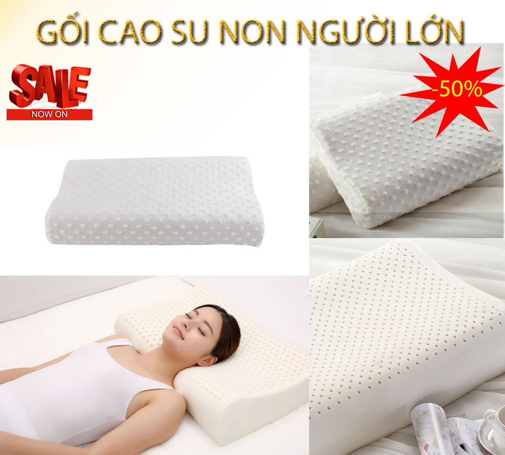 Gối Cao Su, Gối Cao Su Non Người Lớn, Gối Cao Su Non Chống Đau Cổ,Vai,Gáy,Thành Phần 100% Cao Su Tự Nhiên - Bảo Hành Toàn Quốc 12 Tháng