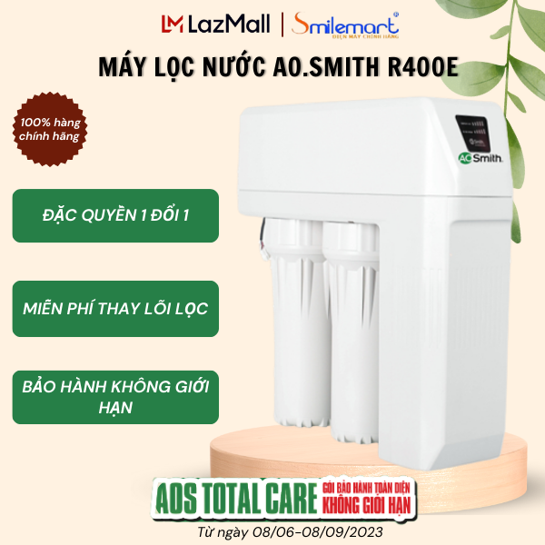 Máy lọc nước a. o. smith r400e, bảo hành chính hãng 1 năm