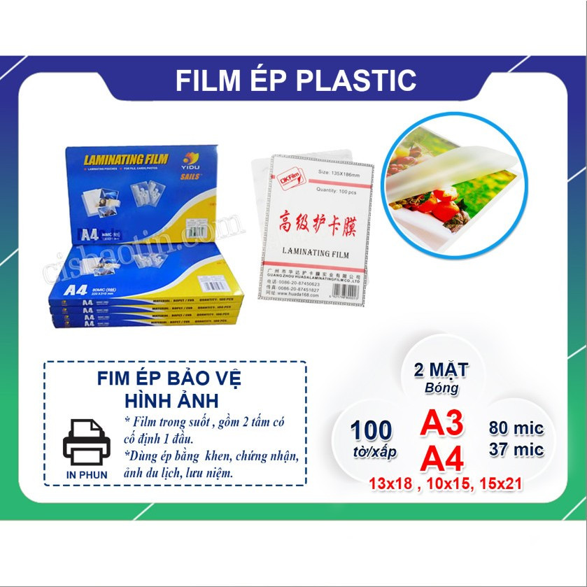 [HCM]MÀNG ÉP PLASTIC- KHỔ A3- 80MIC