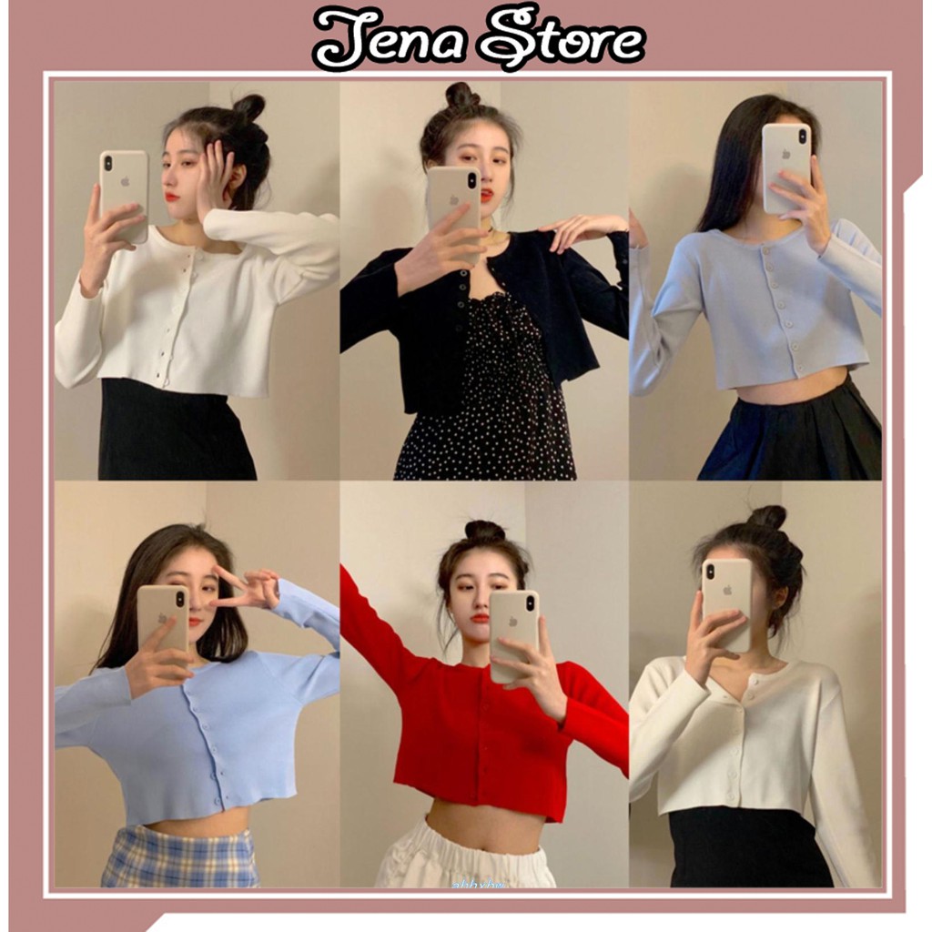 Áo croptop nữ kiểu tay dài, croptop nữ có nút phong cách Hàn Quốc ACR
