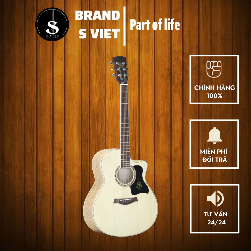 6 mẫu đàn guitar giá rẻ cho người mới tập, đàn guitar acoustic có ty, khóa dây cao cấp, gỗ thịt chính hãng S Việt